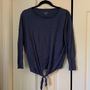 Banana Republic cozy slub blue 3/4 sleeve with a knot in front